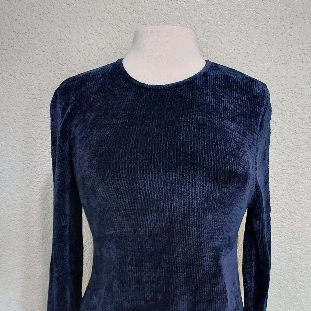 Clio Blue Chenile Knit Long Sweater Size Large